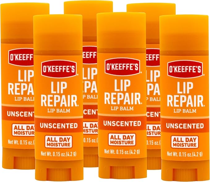 O'Keeffe's Unscented Lip Repair Lip Balm for Dry, Cracked Lips, Stick, (Pack of 6)-VivaGrace Women