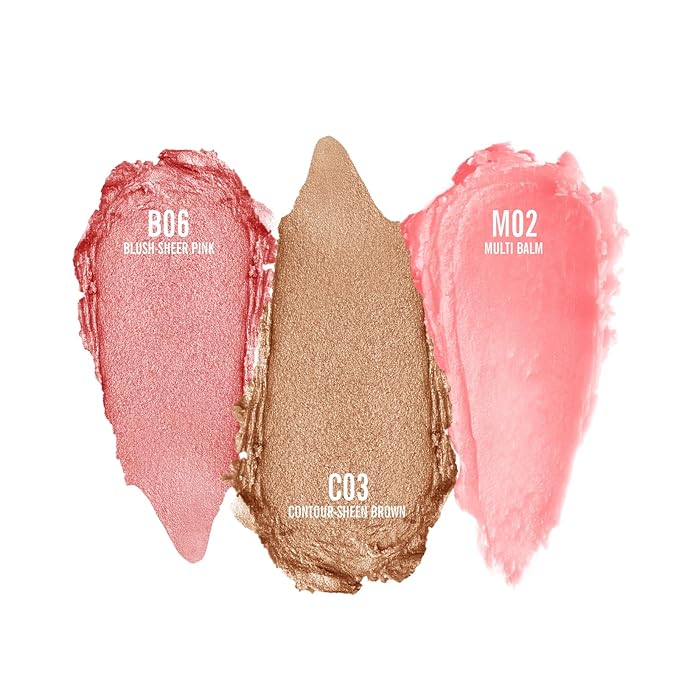 KIMUSE Multi Stick Trio Face Makeup, Cream Blush Stick for Cheeks & Lips, Moisturizer & Contour Makeup Sticks for All Skin,PEACHY PINK-VivaGrace Women