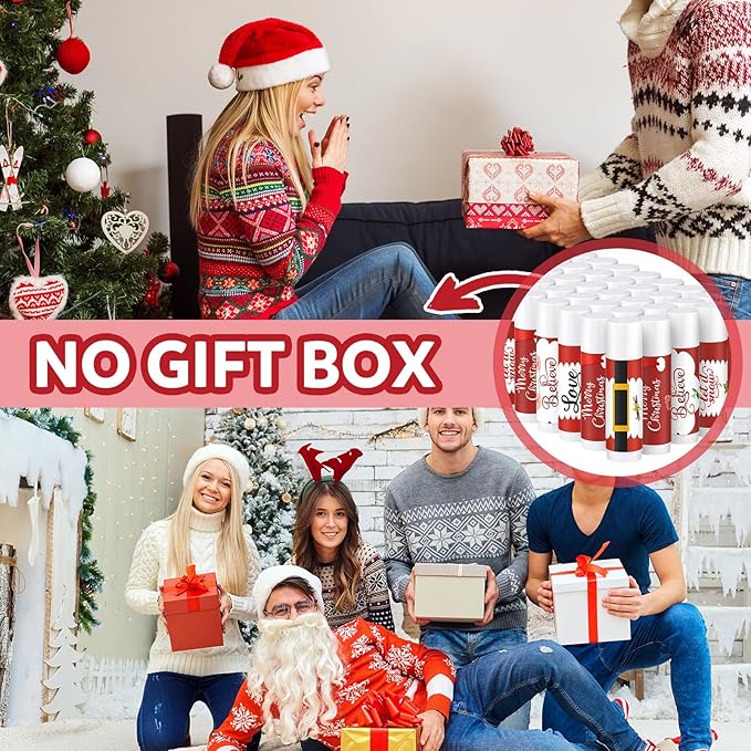 50 Pieces Christmas Santa Lip Balm Bulk Gift Christmas Gift for Women Moisturizing Lip Care Product for Seasonal Winter Holiday Xmas Party Gift-VivaGrace Women