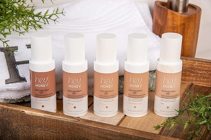 Hey Honey Trick and Treat CC² Cream SPF 46 | Active Moisturizing Color Correcting Cream with Honey & Propolis | Best Cover For Rosacea, Skin Redness & Mature Skin | Cruelty-Free | 1 oz (Deep Tan)-VivaGrace Women