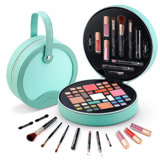 Color Nymph All In One Makeup Kit For Teens With Portable Cosmetics Bag, Multiple Makeups For Begginers As Christmas,New Year,Birthday Gift Included 38-Colors Eyeshadows Lipglosses Brushes(Green)-VivaGrace Women