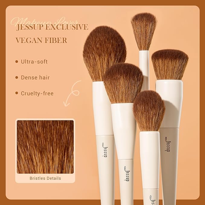 Jessup Makeup Brush Set 5Pcs Face Makeup Brushes Vegan Soft Foundation Brush Blush Brush Bronzer Contour Brush Highlighter Brush Fluffy Setting Powder Brush, Light Grey T493-VivaGrace Women