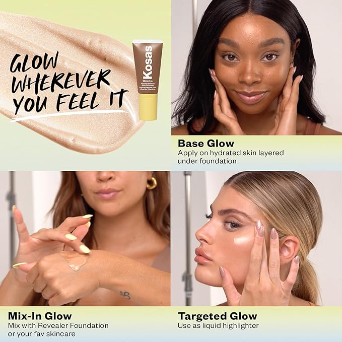 Kosas Glow I.V. Vitamin-Infused Skin Enhancer Face Makeup - Tinted Beauty Highlighter for a Healthy Glow - Recharge-VivaGrace Women