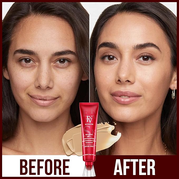 FV Waterproof Foundation with Oil-control, No Transfer & Long Lasting, Matte Foundation for Oily/Normal Skin, Liquid Makeup Foundation with Buildable Coverage for Face, 30g, Natural Beige-VivaGrace Women