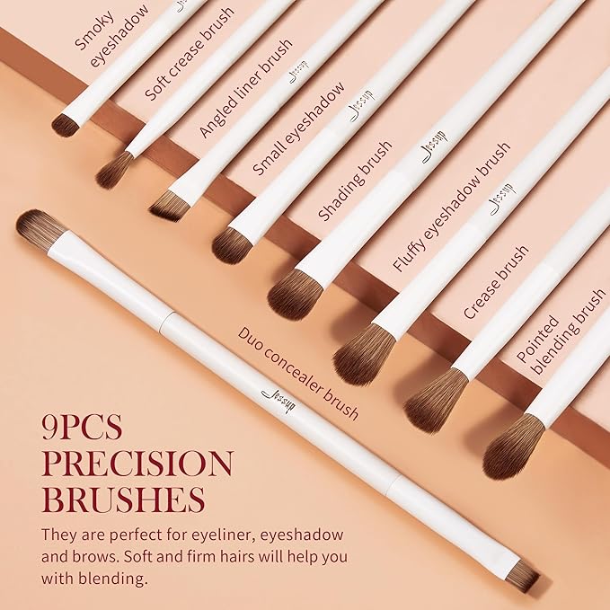 Jessup Makeup Brushes 14Pcs Makeup Brush Set Premium Synthetic Powder Foundation Contour Blush Concealer Eye Shadow Blending Liner Make Up Brush Kit Light Grey with Gift Box, T329-G-VivaGrace Women