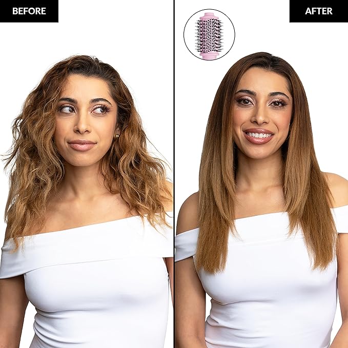 FoxyBae 3-in-1 Ceramic Interchangeable Hair Tools - Blowout Dryer - 3 Detachable Heads - 2.4" Blowout Brush, 1.5" Hot Round Brush & Drying Cylinder Hair Dryer Brush & Hair Styling Set [Party Pink]-VivaGrace Women