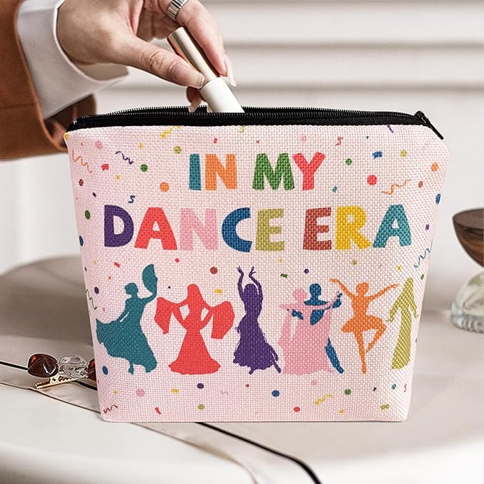My Dance Era Canvas Zipper Cosmetic Bag, Small Makeup Bag for Women, Friends, Daughter, Sister for Dancers, Dancer Birthday Gifts for Girls (Pink)-VivaGrace Women