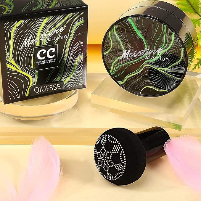 Mushroom Head Air Cushion CC Cream Foundation,QIUFSSE Mushroom Head Foundation BB Cream Makeup Foundation Concealer Brighten Long-lasting Oil Control and Moisturizing-Natural-VivaGrace Women