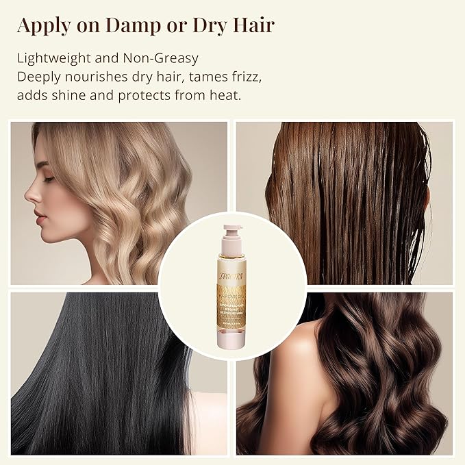 Leave-In Hair Oil with Sandalwood & Bergamot – Natural Essential Oil Aroma, Lightweight Frizz Control & Shine Enhancer for Dry or Damaged Hair – No-Rinse Oil, 3.4 fl oz (100ml)-VivaGrace Women