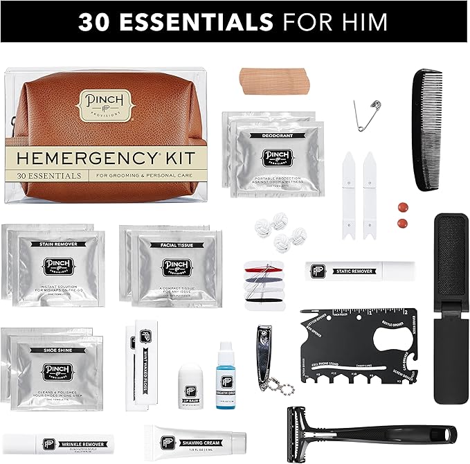 Pinch Provisions Hemergency Kit for Men, includes 30 Style & Grooming Essentials, Gift & Accessory for Grooms, Best Man, Personal Care, Travel or Cars-VivaGrace Women