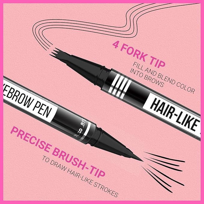 iMethod Eyebrow Pen - Eyebrow Pencil Magical 2-in-1 Eye Brow Pencils for Women with 4-Fork-Tip & Precise Brush-Tip for Natural Hair-Like Brows, Last All-Day, with Eyebrow Spoolie Brush, Grey-VivaGrace Women
