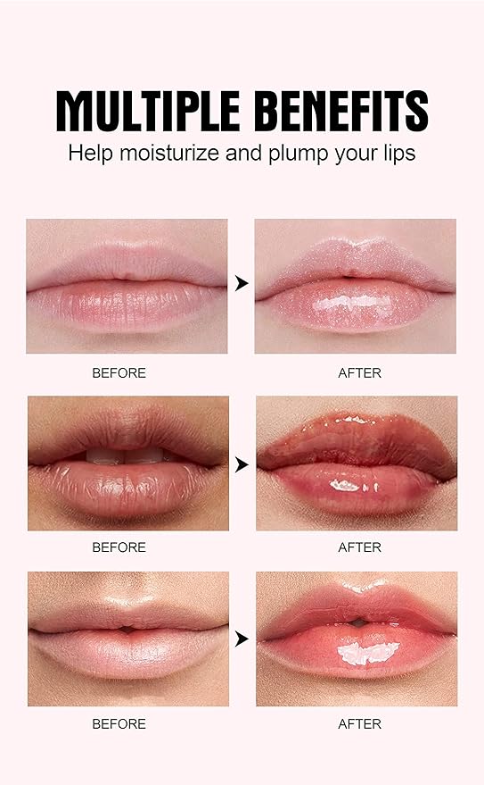 Natural Spicy Lip Plumping Booster Lip Plumping Oil，Lip Plumper Gloss, Ultra-Hydrating & Nourishing Plump and Pout Lip Plumper, Glossy Finish Fuller Lip Plumping Lip Gloss for Women Girls(01#)-VivaGrace Women