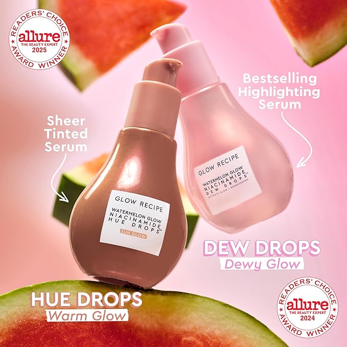 Glow Recipe Hue Drops Tinted Face Serum - Bronzing Drops to Brighten & Hydrate - Skincare Makeup Primer & Liquid Highlighter to Blur Pores for a Radiant, Even Skin Tone - Sunglow (40ml)-VivaGrace Women