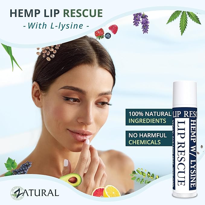 Hemp Lip Balm with L-Lysine-Heal, Moisturize, Protect (5)-VivaGrace Women
