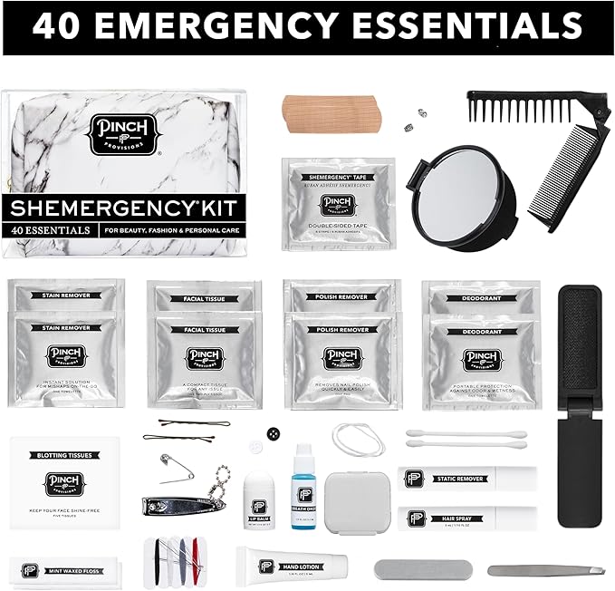 Pinch Provisions Shemergency Kit for Her, 40 Emergency Essential Items, Compact, Multi-Functional Pouch, Gift for Women, Birthday, Bachelorette Parties, and More!-VivaGrace Women
