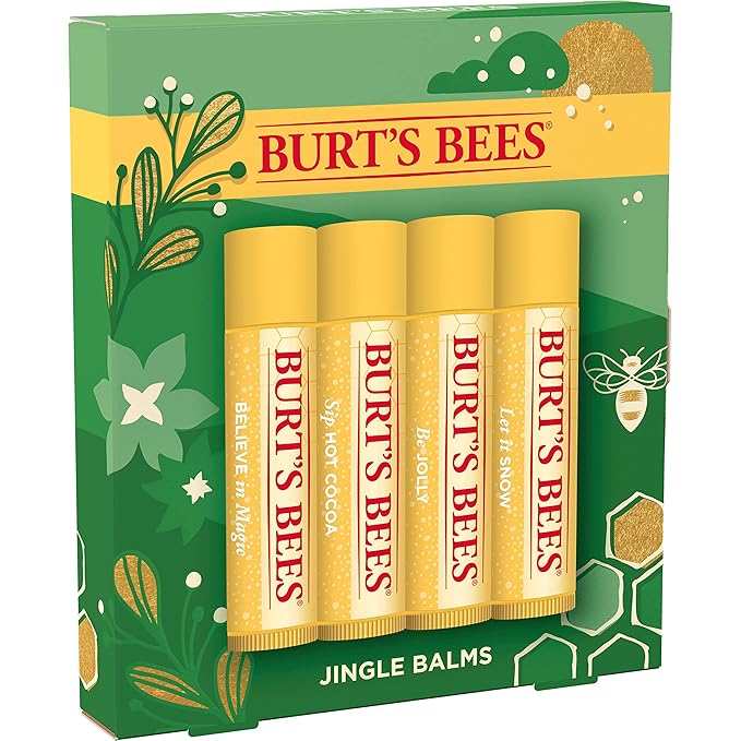 Burt's Bees Christmas Gifts, 4 Lip Balm Stocking Stuffers Products, Jingle Balms Set - Classic Beeswax Moisturizing Lip Balm-VivaGrace Women