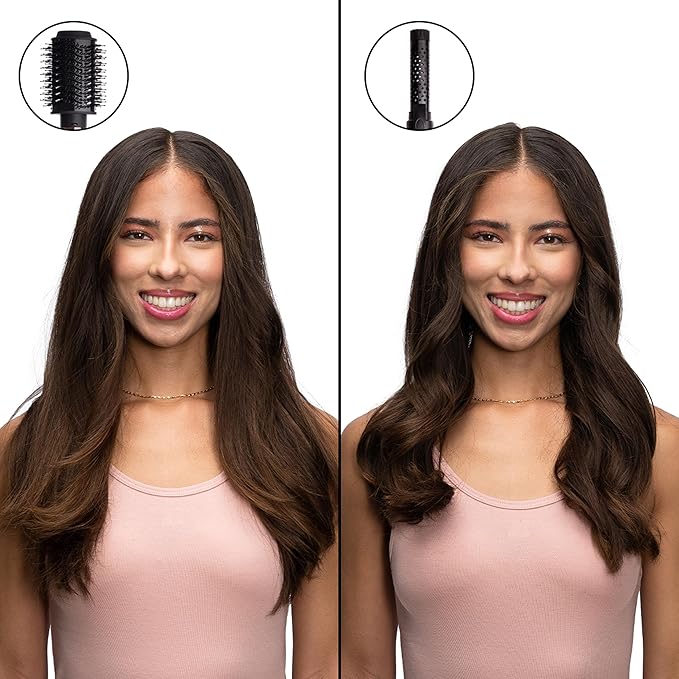 Foxybae Super Styler – 4-in-1 Blow Dryer Brush Set - Diffuser, Blowout Brush, 1.25” Curling Barrel & Drying Cylinder - Voluminous, Frizz-free Hair - Blow Dryer, Straightener & Curler [Black Rose-Gold]-VivaGrace Women