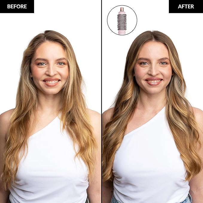 FoxyBae Super Styler Pro Interchangeable 5 in 1 Hair Styler Wand Curling Iron Set - w/Drying Cylinder, Ceramic Blowout & Round Brushes, 2 Auto-Wrap Curlers - Frizz-Free, Smooth Hair [Blush]-VivaGrace Women