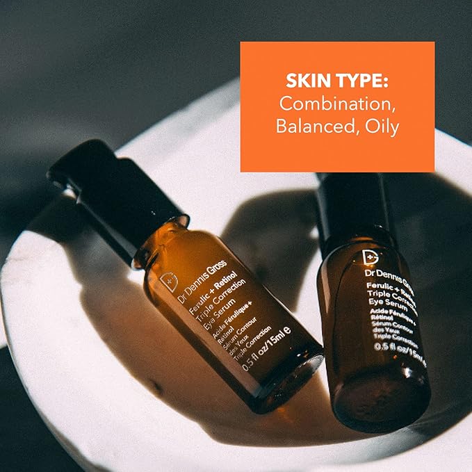 Dr. Dennis Gross Ferulic + Retinol Triple Correction Eye Serum: for Wrinkles, Loss of Elasticity, and Rough Texture, 0.5 fl oz-VivaGrace Women