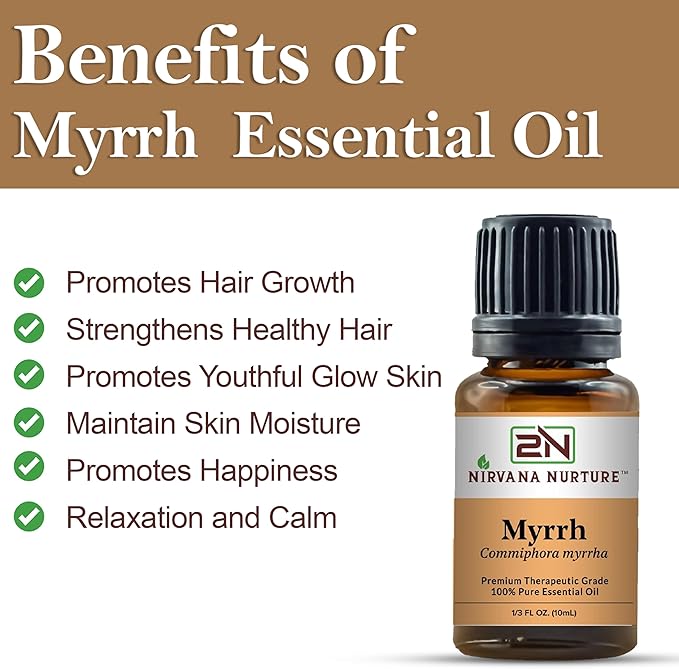 Myrrh Essential Oil 100% Pure Premium Therapeutic Grade, Undiluted - Aromatherapy Diffuser for Calm and Relaxation, Skin Care, Hair Care-VivaGrace Women