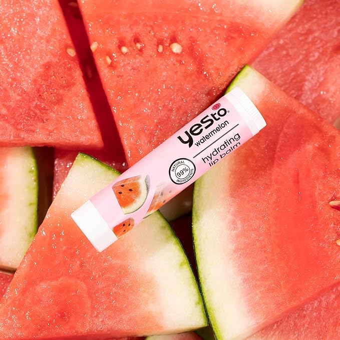 Yes To Watermelon Hydrating Lip Balm, Refreshing Non-Sticky Formula That Restores Dry Cracked Lips & Locks In Moisture, With Apricot Kernel Oil & Antioxidants, Natural & Cruelty Free, 0.15 Oz, 3-Pack-VivaGrace Women