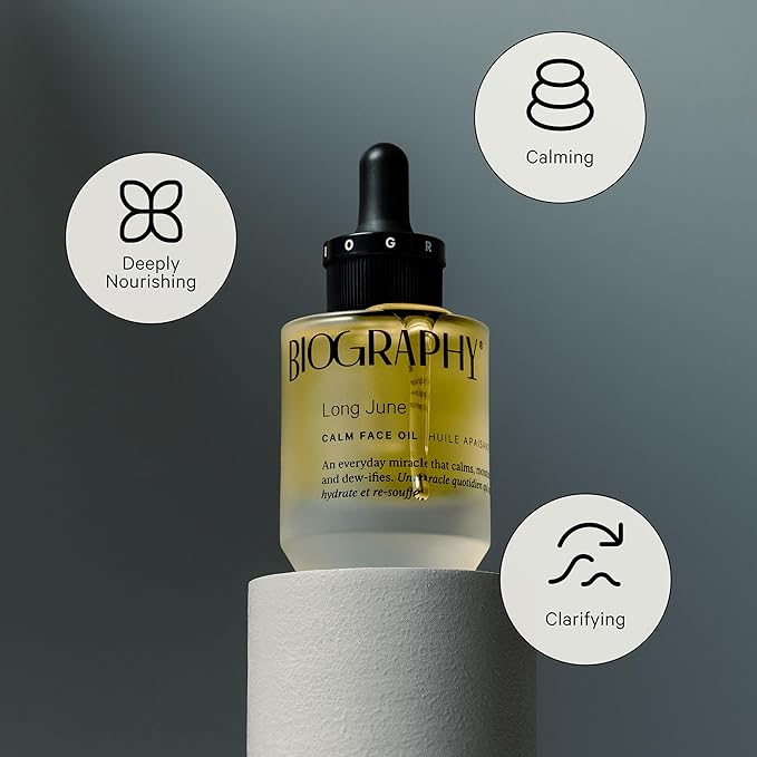 Biography Long June Quieting Face Oil, 30ml - Natural Smoothing & Clarifying Dry Oil. Clarifying, Moisturizing & Hydrating Beauty Facial Oil for Women w/Camellia, Vitamin E & Marula-VivaGrace Women
