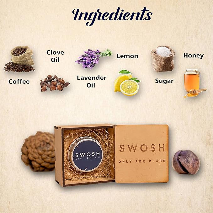 SWOSH Organic Lip Cream For Lightening & Brightening Dark Lips For Men & Women, 0.53 OUNCE with natural extract, clove oil, lavender oil, Lemon Grass oil lip Cream-VivaGrace Women