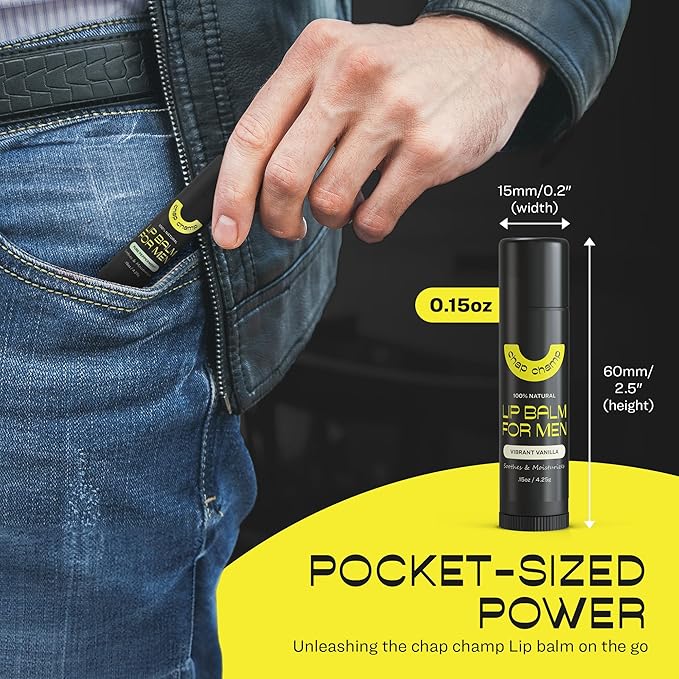 Lip Balm for Men - All Natural Mens Chapstick - Mens Lip Balm - Contains Vitamin E and Beeswax - Chapstick for Men - Peppermint, Coconut & Vanilla Lip Balm - 6 Pack Lip Balm Men-VivaGrace Women