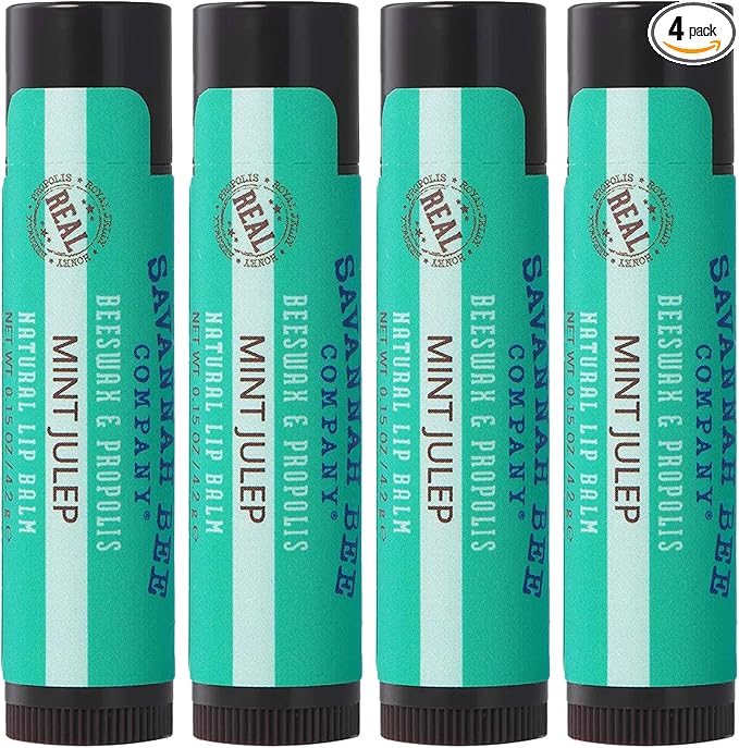 Savannah Bee Company Mint Julep Lip Balm, 0.15-Ounce (Pack of 4)-VivaGrace Women