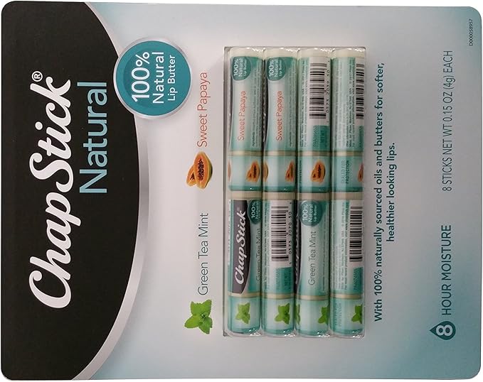 ChapStick Natural lip butter 4 green tea mint & 4 Sweet Papaya . 8 Sticks total-VivaGrace Women