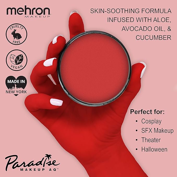 Mehron Makeup Paradise Makeup AQ Pro Size | Stage & Screen Performance, Face & Body Painting, Beauty, Cosplay, and Halloween | Water Activated Face Paint, Body Paint 1.4 oz (40 g) - Beach Berry-VivaGrace Women