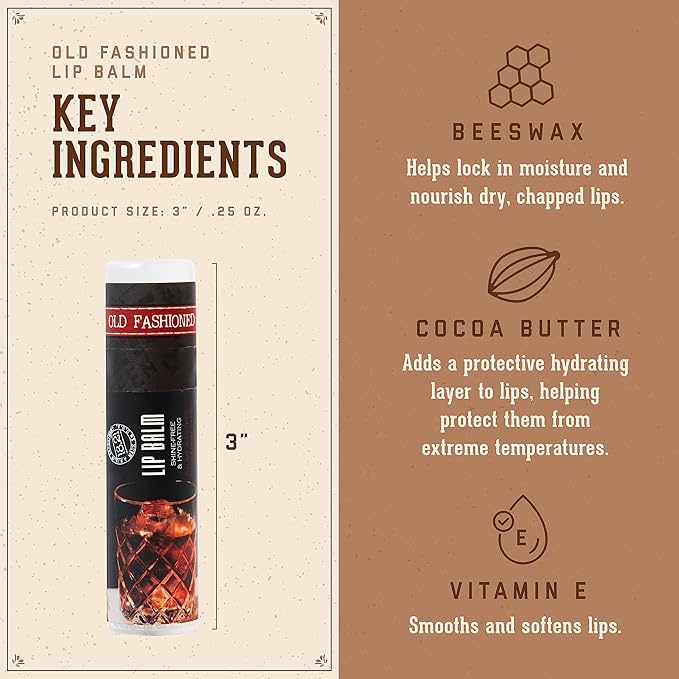 18.21 Man Made Lip Balm - Original Old Fashioned Flavor, Lip Protectant Hydrates & Moisturizes with Beeswax, Cocoa Butter & Vitamin E-VivaGrace Women