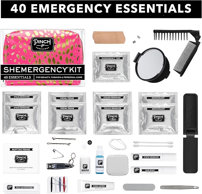 Pinch Provisions Shemergency Kit for Her, 40 Emergency Essential Items, Compact, Multi-Functional Pouch, Gift for Women, Birthday, Bachelorette Parties, and More!-VivaGrace Women