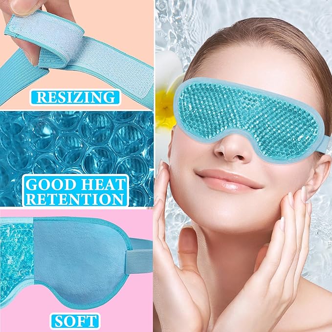 Cold Face Eye Mask Ice Pack for Dark Circles,Eye SPA,Pressure,Cooling Face Masks for Women Sleeping,Skin Care Gel Beads Hot Cold Use Ice Facial Mask-VivaGrace Women