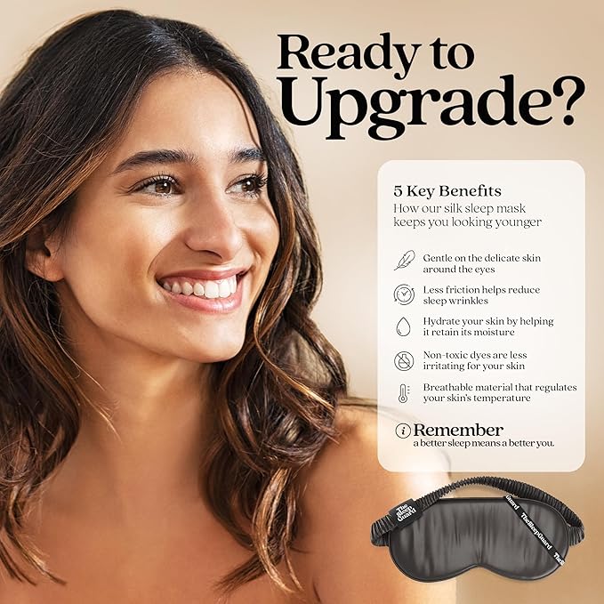 Pure Silk Sleep Mask [100% 6A Mulberry Silk, 22 Momme] Light Blocking Travel Essentials. Eye Masks for Sleeping. Black Oeko-Tex Blindfold. Eye Covers for Men & Women-VivaGrace Women