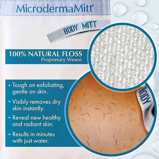 MicrodermaMitt Deep Exfoliating Mitt for Shower - Premium Dead Skin Remover & Exfoliator Body Scrubber - Turkish Kese Glove for Keratosis Pilaris - Natural Skin Care for Smooth, Radiant Results-VivaGrace Women