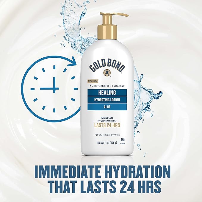 Gold Bond Ultimate Healing Skin Therapy Lotion with Aloe, 14 oz., Non-Greasy & Hypoallergenic-VivaGrace Women