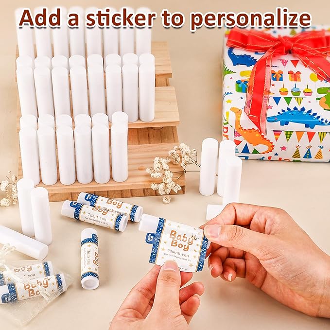 60 Pack Lip Balm Unlabeled, Natural Lip Balm Bulk Blank Tube, Personalized Lip Balm for Party Favors and Gift Basket Filling, Wedding or Baby Shower-5 Flavors-VivaGrace Women