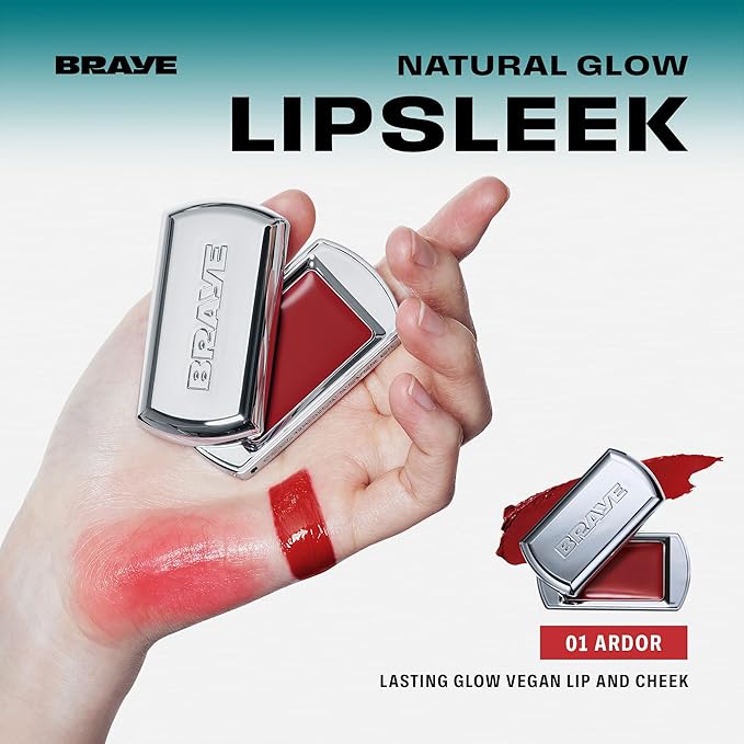 BRAYE Lipsleek Lip Balm, Monochromatic Cream Blush 2-in-1 Face Makeup, Hydrating & Mood Buildable, Vegan + Cruelty-Free Glow for Cheeks l 01 Ardor-VivaGrace Women