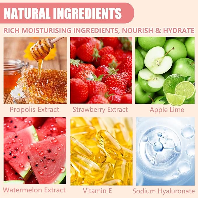 4PCS Bee Lip Balm Honey Pot, Honey & Strawberry & Watermelon&Apple Lime Lip Mask, Lip Balm for Dry Cracked Lips, Lip Scrubs Exfoliator & Moisturizer, Hydrating Lip Balm Honey Lip Balm-VivaGrace Women