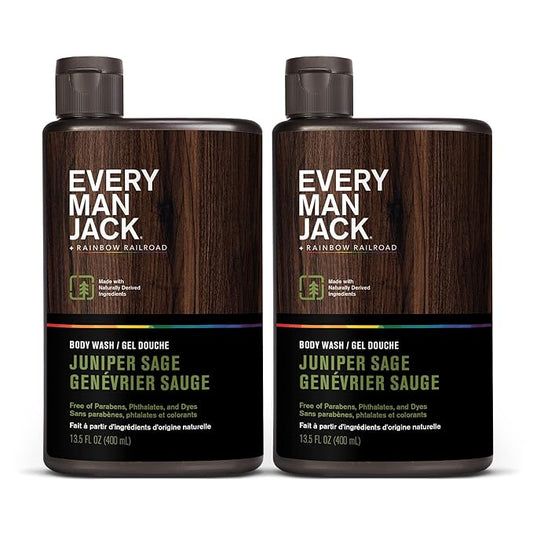 Every Man Jack Hydrating Body Wash for all skin types - Juniper Sage fragrance - Naturally Derived Ingredients - Cleanse, Nourish, and Hydrate Skin -Paraben Free, Phthalate Free, Dye Free-13.5oz - 2pk-VivaGrace Women