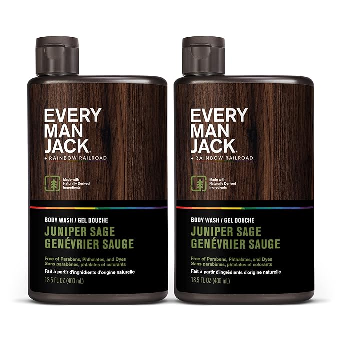Every Man Jack Hydrating Body Wash for all skin types - Juniper Sage fragrance - Naturally Derived Ingredients - Cleanse, Nourish, and Hydrate Skin -Paraben Free, Phthalate Free, Dye Free-13.5oz - 2pk-VivaGrace Women