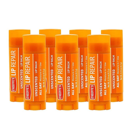 O'Keeffe's Unscented Lip Repair Lip Balm for Dry, Cracked Lips, Stick, (Pack of 7)-VivaGrace Women