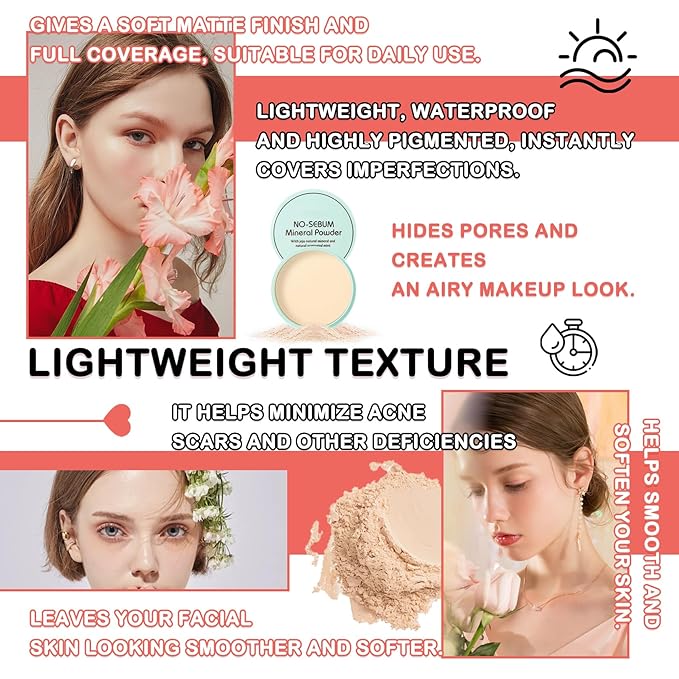 Mushroom Head Air Cushion CC Cream Full Coverage Liquid Foundation Set,Oil Control Concealer Lasting Moisturizing BB Cream,Loose Setting Face Powder Moisturizer Base Primer Makeup with Makeup Sponge-VivaGrace Women