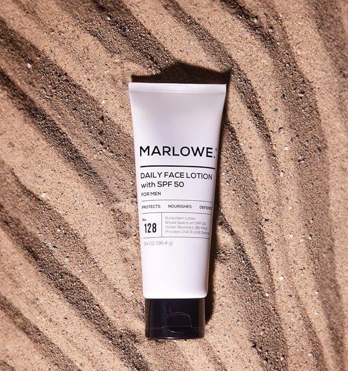 MARLOWE. No. 128 Men's Facial Lotion with Sunscreen SPF 50, 3.4 oz, Oil-Free, Lightweight Daily Face Moisturizer for Men, Includes Natural Extracts to Hydrate, Nourish & Soothe-VivaGrace Women