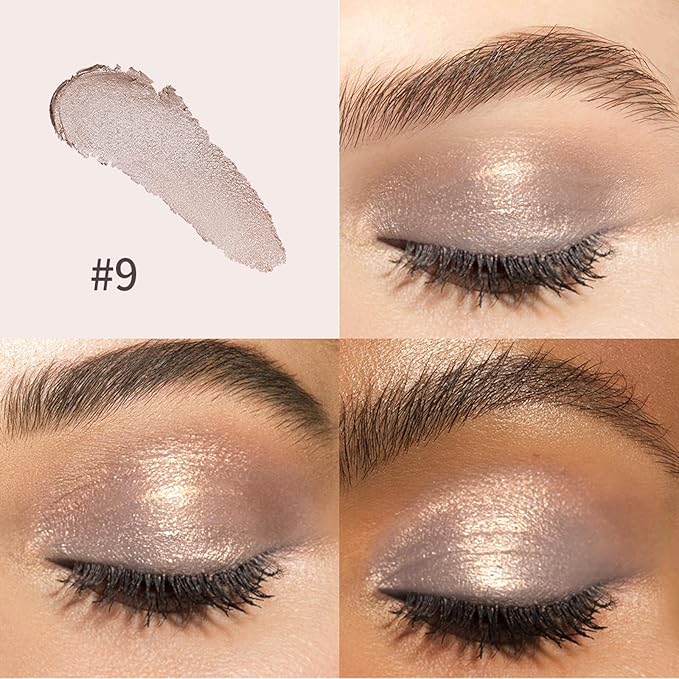 Eyeshadow Stick, Shimmer and Matte Cream Eye Shadow Brightener Sticks Eyeliner Pencil Crayon, Waterproof Long Lasting Eye Highlighter Stick Makeup,0.056 Oz(2PCS #1-Caramel+#9-Champagne)