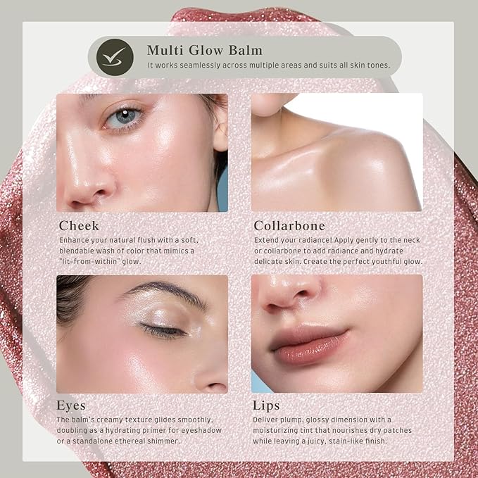 Multi Glow Balm, Cream Blush for Cheeks, Blush Balm Face Makeup, Radiant Finish, Hydrating, Creamy, Lightweight & Blendable Color, Face Makeup, 0.63 Oz