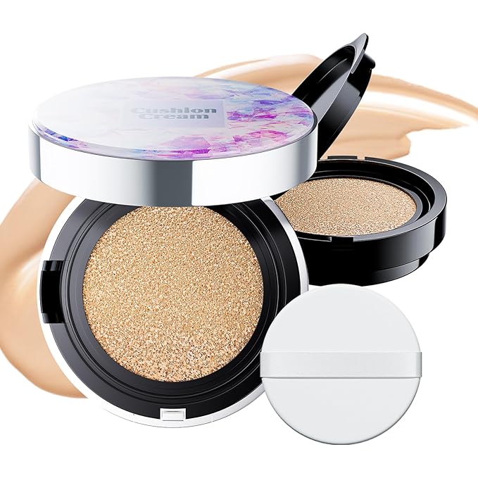 Mushroom Head Air Cushion CC Cream - BB Cream Foundation Makeup Moisturizing Concealer Long-Lasting, Cushion Foundation Full Coverage Self Adjusting (Natural, 1 PCS)-VivaGrace Women