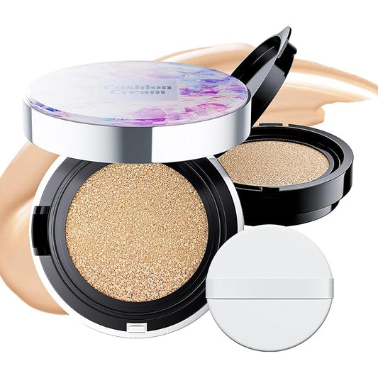 Mushroom Head Air Cushion CC Cream - BB Cream Foundation Makeup Moisturizing Concealer Long-Lasting, Cushion Foundation Full Coverage Self Adjusting (Natural, 1 PCS)-VivaGrace Women