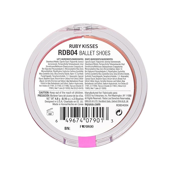 Ruby Kisses Duo Cream Blush, Smooth, Natural-Looking, Long-Lasting Face Makeup Blush for Cheeks, Lips, and Eyes, Buildable and Blendable, Infused with Green Tea, Aloe Vera Extract, and Hyaluronic Acid-VivaGrace Women